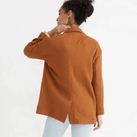 Madewell Lightspun Dorset relaxed fit shawl collar Blazer, Orange, M - Picture 4 of 14